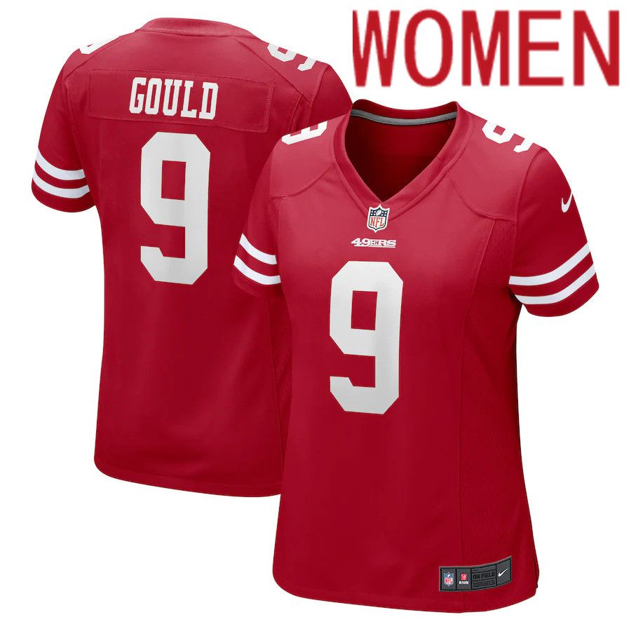 Women San Francisco 49ers 9 Robbie Gould Nike Scarlet Game NFL Jersey